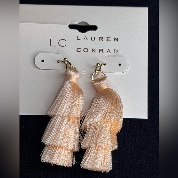 LC Lauren Conrad Peach Tassel Drop Earrings - Lightweight & Trendy 2in - Picture 5 of 11
